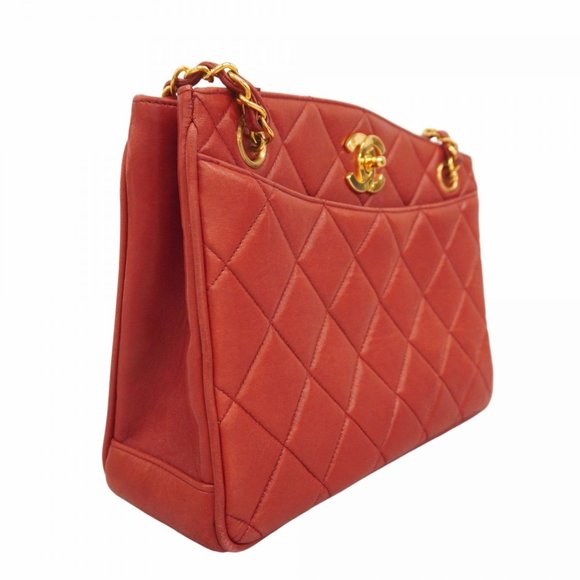 Chanel Matelasse Chain Shoulder Bag, Lambskin, Red, Women's - Picture 2 of 16